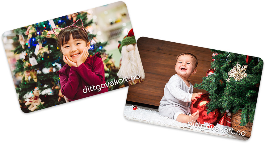 personlig julegavekort med bilder av barnebarn
