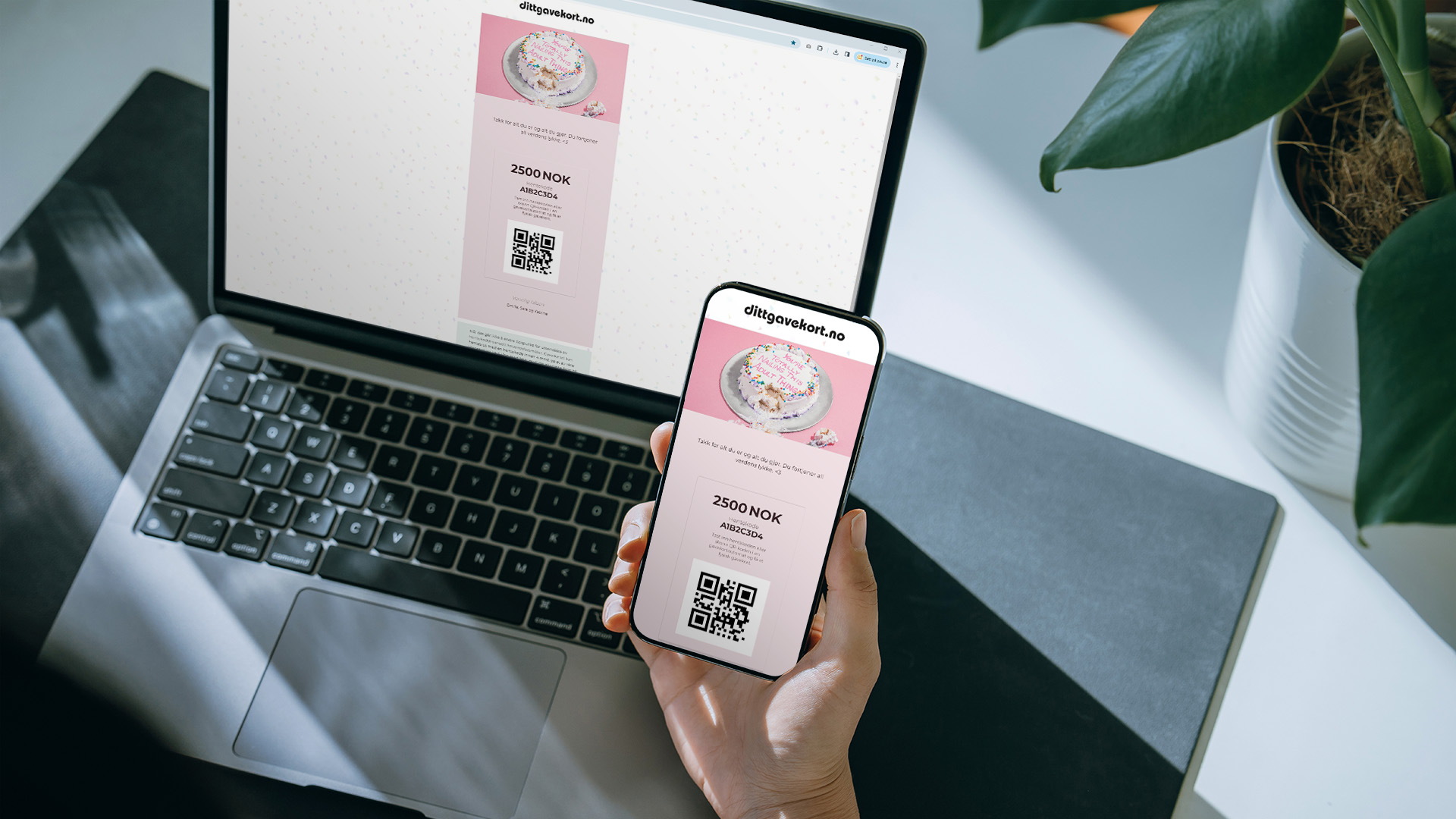Dittgavekort på nettleser og på mobil